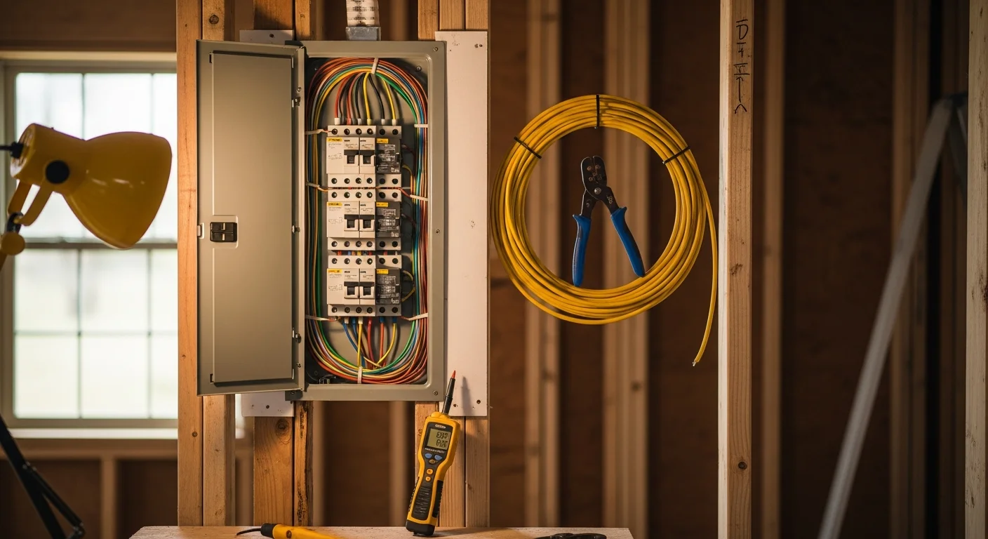 Electrician performing electrical installation work
